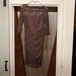 Elegant Lace Brown Dress